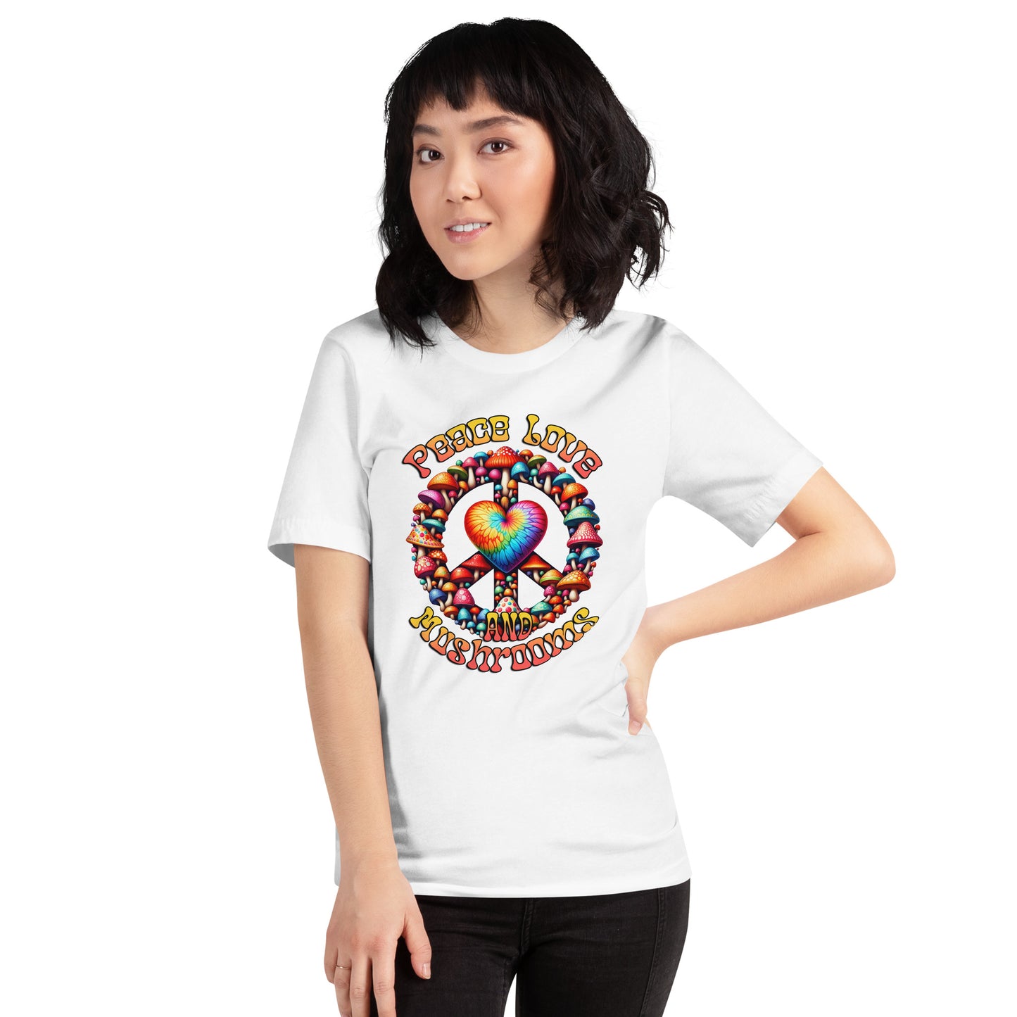 Peace Love and Mushrooms Unisex t-shirt